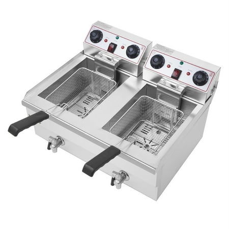 

WONISOLI ZOKOP EH102V 16.9QT / 16L Total Capacity 24.9QT/23.6L Stainless Steel Faucet Double Tank Deep Fryer 3400W MAX (8L 8L Big Blue/Large Handle)