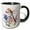 Black/White, variant on 3drose, Blue Dragonfly and Flowers Illustration, 15oz Two-tone Black Mug