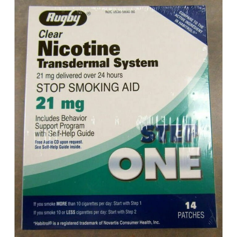 Rugby Clear Transdermal Stop Smoking Aid System, 21 mg Patches, 14 ct,  Includes Support Program