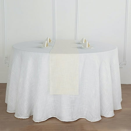 

BalsaCircle 12 x 108 Ivory Faux Burlap Table Runner Premium Polyester Linens Decorations