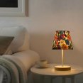 thumbnail image 2 of Yayeee Mini Table Lamp 10.8" Dimmable with Fabric Shade 3 Color Temperatures, Large Colorful Flowers Pattern, 2 of 7