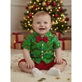 thumbnail image 5 of Spewahor Toddler Baby Boy Christmas Outfit 0 6 12 18 24 Months 2T 3T Lights String Print Short Sleeve Bowtie Shirt Solid Elastic Waist Shorts 2 Piece Gentleman Set, 5 of 9