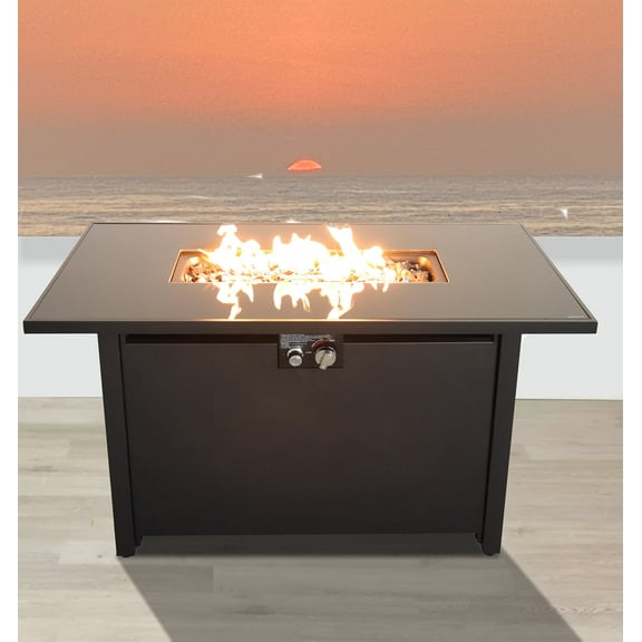 Outdoor Heater 25'' H x 42'' W Steel Outdoor Fire Pit Table with Lid (Black),Patio Heater