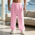thumbnail image 4 of sususu Mens Sweatpants With Pockets,Men's Casual Straight Leg Pants Comfortable Stylish Home Beach Wear Soft Lightweight Trousers,Pink,XL, 4 of 7