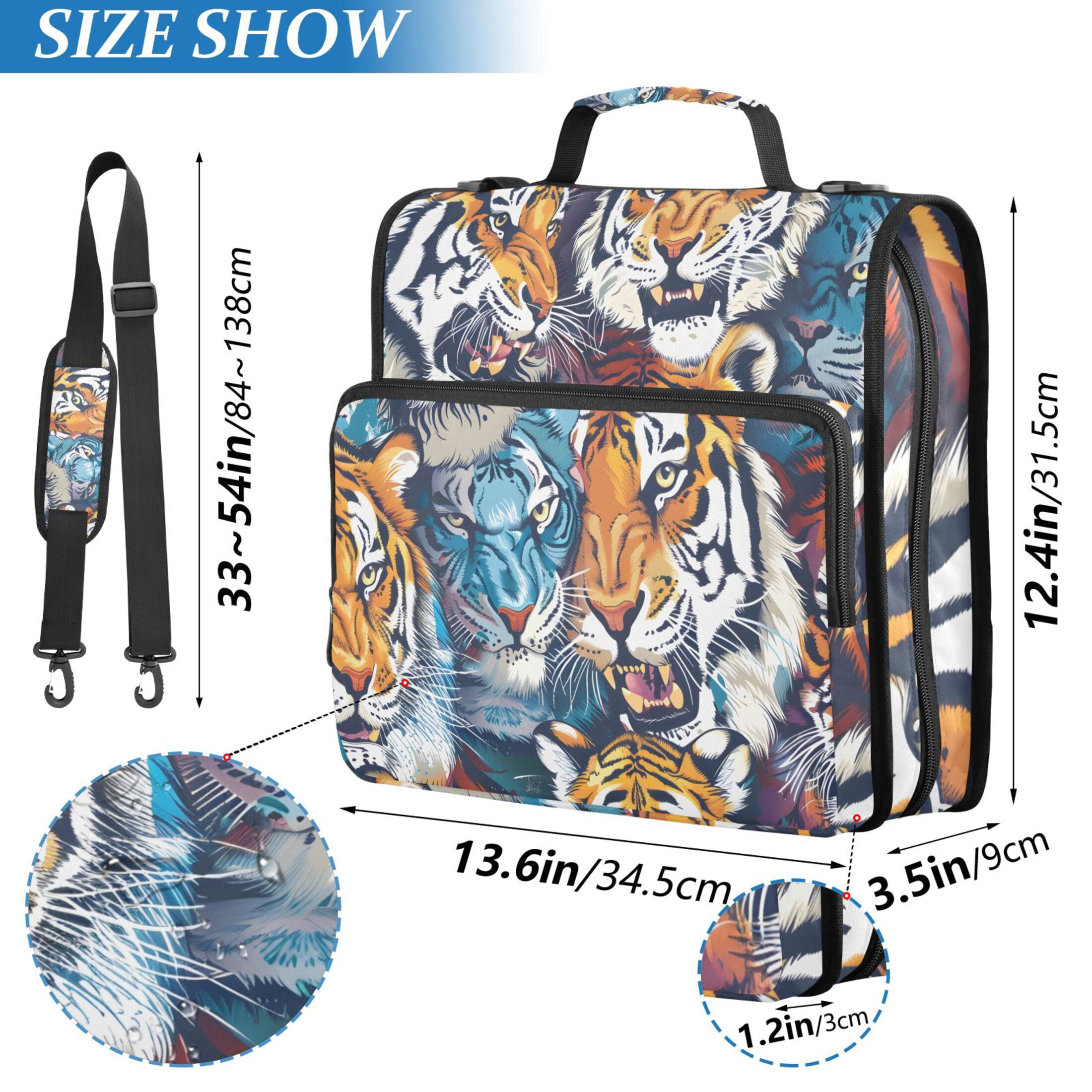 ALAZA Zipper Binder Cool Tigers 3 Ring Trapper Keeper File Folder Organizer Bag