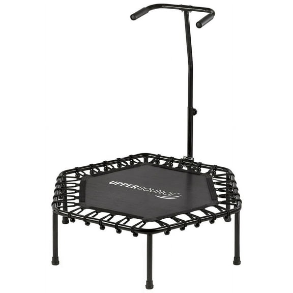 Machrus Upper Bounce 40" Mini Trampoline with Adjustable T-Shaped Handrail – Indoor Rebounder Fitness Trampoline for Kids & Adults
