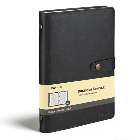 Comix Loose-Leaf Notebook,A5 Refillable 6-Ring Binder Journal,100 Sheets Black