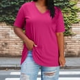 thumbnail image 2 of Posijego XL-5XL Womens Plus Size Tops Short Sleeve V Neck Casual T-Shirts Loose Summer Tunic Blouse for Women, 2 of 7