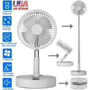 JLLOM Portable Stand Fan Folding Pedestal USB Rechargeable Telescopic Table Floor Fan