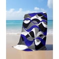 thumbnail image 4 of Blue Stripe Beach Towels Oversized Super Absorbent, Ombre Grey Moire Geometric Modern Abstract Lightweight Bath Towel Quick Dry Sets For Bathroom/Pool/Rv Camping/Beach Play/Gym Room/Picnic 30"x60", 4 of 8