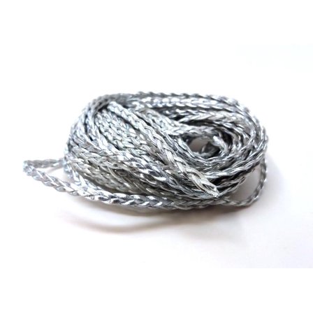 N178 - 10M (32.8 FT) - Silver Faux Leather Jewelry Cord - 5mm Wide - BRAIDED