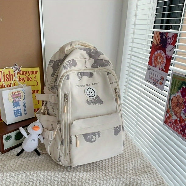 Stylish multi Layer school bag large capacity student backpack with duck pendant travel bag