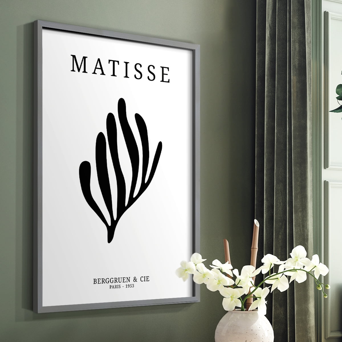 Matisse CDXIV in Gray Solid Wood Framed Print No Nail Hanging