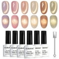 thumbnail image 1 of Set de esmaltes de uñas RARJSM Gold Glitter Cat Eye Gel 7.5 ml x 6, 1 of 7