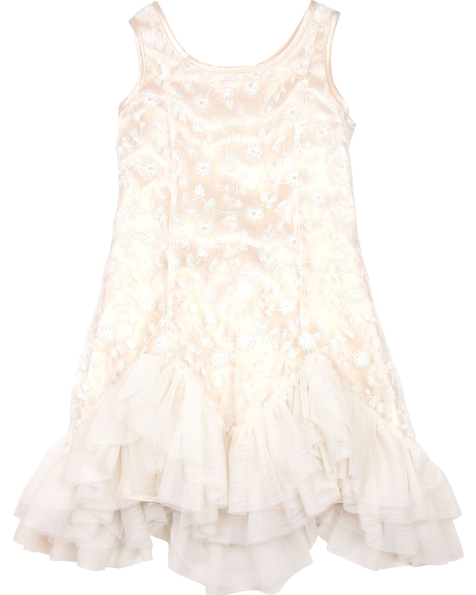 Biscotti All Dolled Up Girl's Ruffled Netting Dress in White main image 0