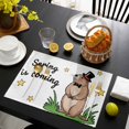 thumbnail image 3 of Groundhog Day Placemats Set of 12, Spring Botanical Star Yellow Placemats for Dining Table, Place Mats for Kitchen Tabletop, Waterproof Wipeable Dining Table Mats Set, 3 of 9