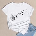 thumbnail image 5 of Women's Short Sleeve T-shirt Women'S Spring Round Neck Dandelion Printed Loose Casual Short Sleeved T Shirt,White Women's Short sleeve T-shirt L, 5 of 5