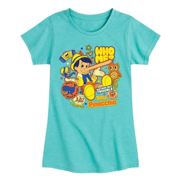 Disney - Pinocchio - Pinocchio Stickers - Girls Youth Fitted Short Sleeve Graphic T-Shirt