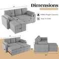 thumbnail image 4 of VANACC 91" Sectional Sofa Bed with Storage,Reversible Pull Out Sleeper Couch for Living Room,Grey, 4 of 12