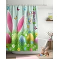 thumbnail image 4 of Easter Shower Curtains for Bathroom Spring Bunny Eggs Fabric Shower Curtain with Hooks, Rustic Wood Shower Curtain Set, Teal Bathroom Curtains Decoration, Waterproof Polyester, 72"x72" Long, 4 of 6