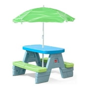Step2 Sun & Shade Toddler Outdoor Picnic Table with Umbrella, Multi Colored
