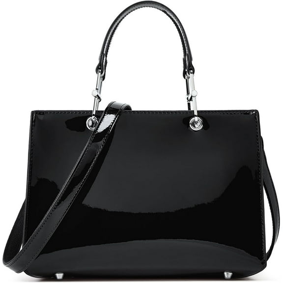 Women's Simple Handbag Purse PU Patent Leather Glossy Satchel Crossbody Stylish Solid Color Top Handle Shoulder Bag