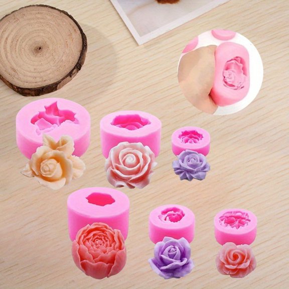 Pack fo 6 Silicone Blooming Rose Mold | for DIY Candles & Resin Crafts - Perfect for Valentine's Day Decorations, Spring and Summer Flower - Home Improvement.