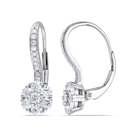 Miabella 1 Carat T.W. Diamond 14kt White Gold Cluster Earrings
