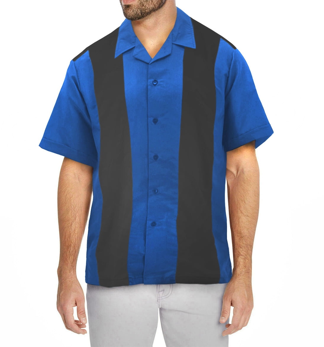 VKWEAR - Liquid West Men's Classic Retro Bowling Shirt (#4 - Black ...