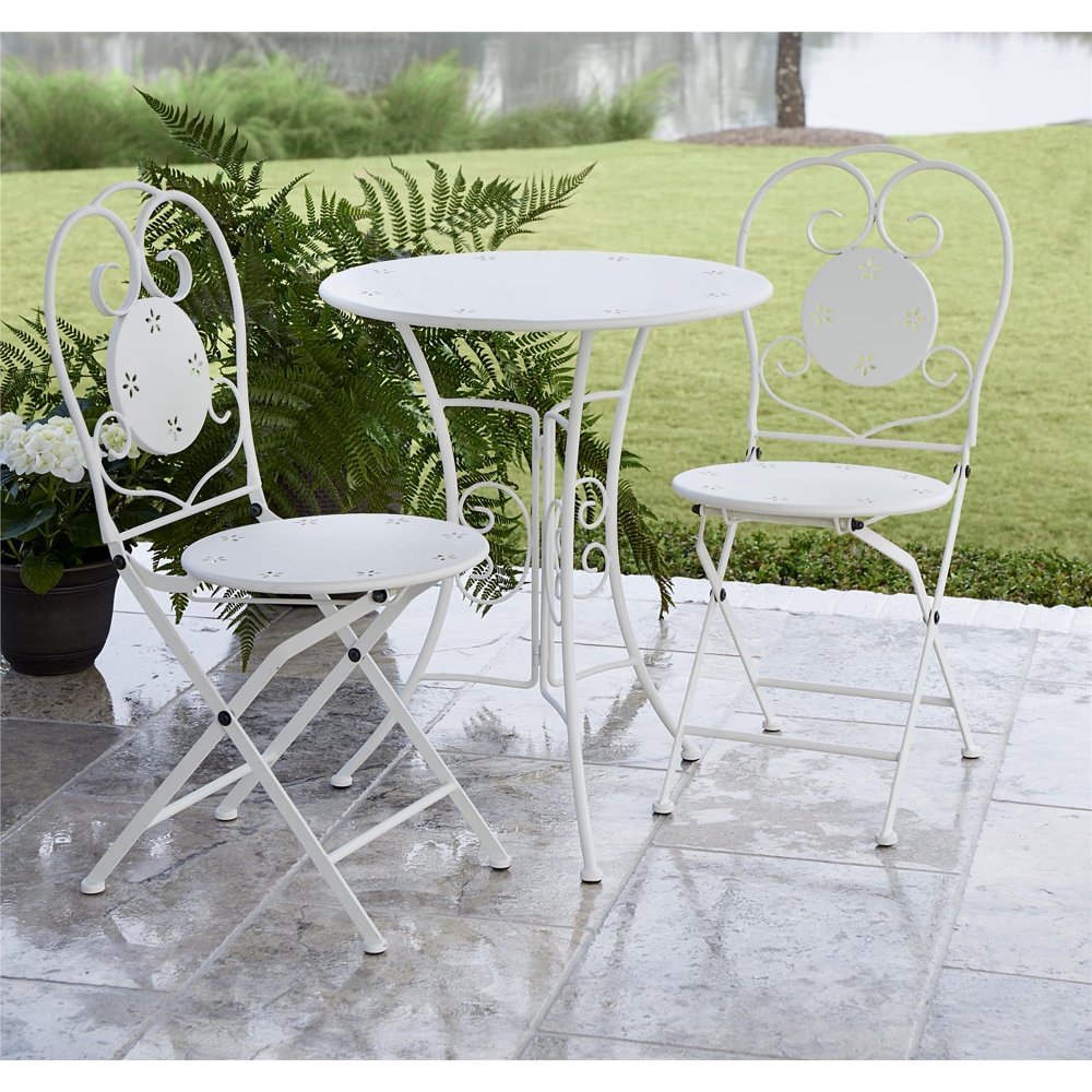 COSCO Outdoor Living 3 Piece Small Space Bistro Patio Set, Table and