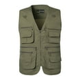 thumbnail image 2 of UVEASISHA Cotton Cargo Vest for Men V Neck Sleeveless Work Jackets Lightweight Zip up Hiking Vests Outdoorr Casual Travel Waistcoat with Pockets Army Green 5XL, 2 of 8