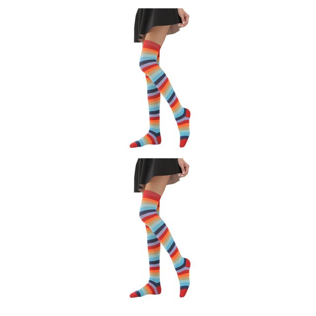 Jumpingount Medias Pantimedias Calcetines altos iris Muslo Juego de rol Fiesta Mascarada Type17 NO17