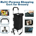 thumbnail image 6 of Ealing Folding Shopping Cart with Stair Climbing Wheels Waterproof Canvas Bag, Black, 6 of 10