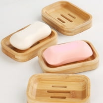 EXHUMKY Bath Soap Dish Bamboo Storage Assorted Color 1Pack