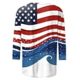 thumbnail image 4 of Clean Summer Womens 4Th of July Summer Tops Independence Day T-Shirt Crew Neck 3/4 Sleeve Tee Blouses Plus Size T Shirts American Flag Graphic Tunic Tops Going Out Vacation Tee Shirts, 4 of 5