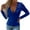 Blue, variant on Womens V-Neck Tops Long SLeeve Carnival Solid Color Printed Casual Loose T Shirts Spring Summer Fashion Tees Trendy Clothing