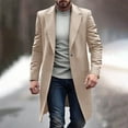 thumbnail image 2 of Yangnuo Mens Fashion Warm Solid Color Coat Jackets 2025 Fall Winter Mens Trench Coat Long Casual Lapel Winter Wool Plaid Coat With Pockets, 2 of 6