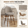 thumbnail image 4 of Hawsaiy Modern Swivel Bar Stools Set of 2, 26" Counter Height Bar Stools with Back, Upholstered Chenille Bar Chairs, Solid Wood Legs Kitchen Island Stools with Footrest, Khaki, 4 of 12