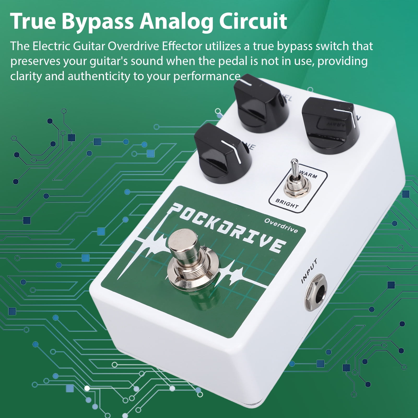 Riousery Overdrive Guitar Effect Pedal 2 Tone Modes Warm Bright with True Bypass Analog Circuit LED Indicator DC 9V 6.5mm Input Output Interface White (2.6 x 2.0 x 4.5 inches)
