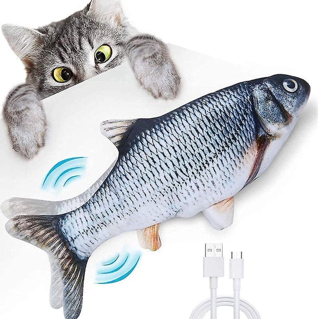 Juguete para gatos, juguetes electrónicos de simulación realista para peces, juguete para gatos con peces en movimiento, juguete para gatitos recargable por USB con, juguete interactivo para