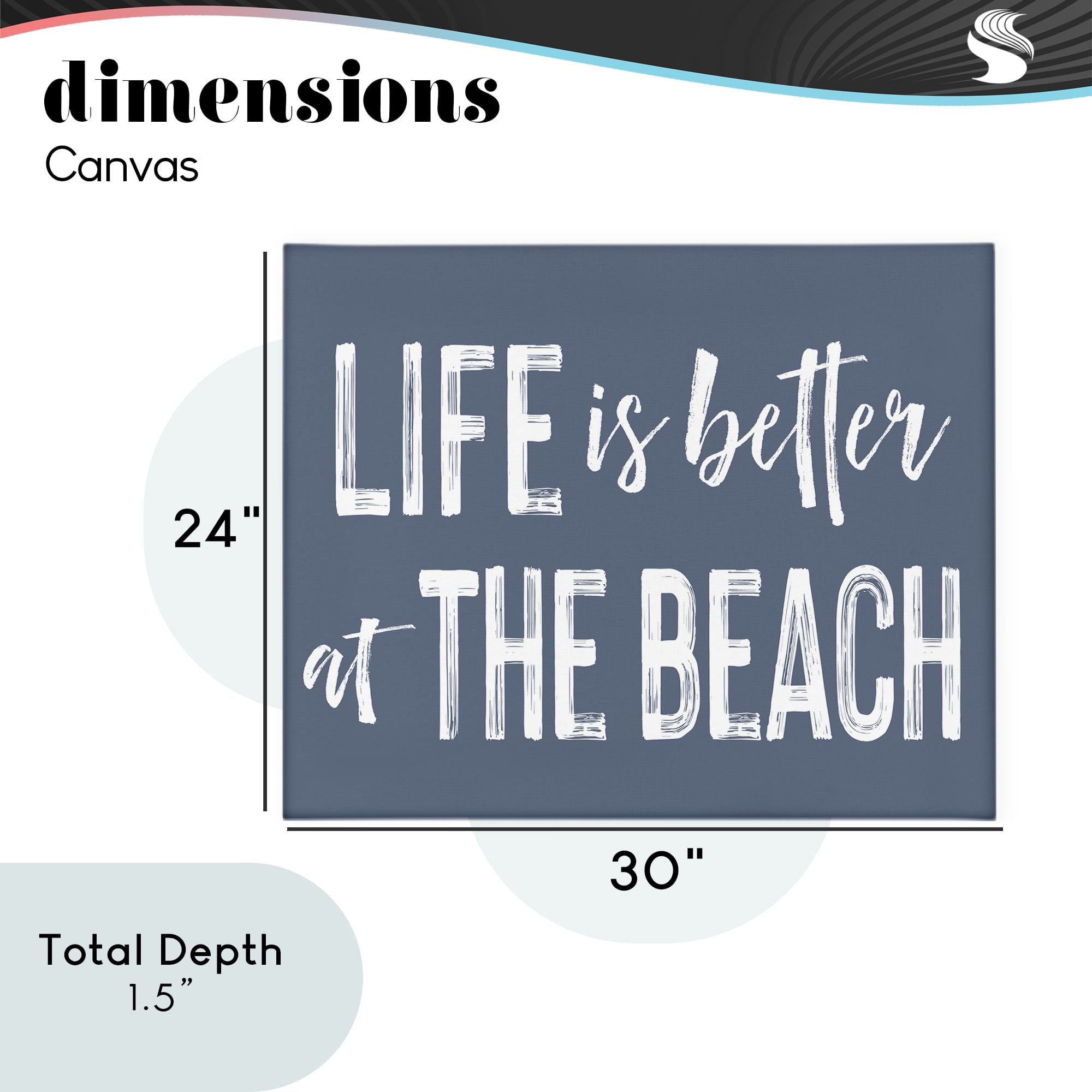 Life Better At Beach Blue Canvas Wall Art, design by Lettered and Lined