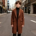 thumbnail image 6 of Boys Wool Blend Long Jacket Notched Lapel Collar Double Breasted Trench Coat Fall Lightweight Peacoat with Pockets, 6 of 6
