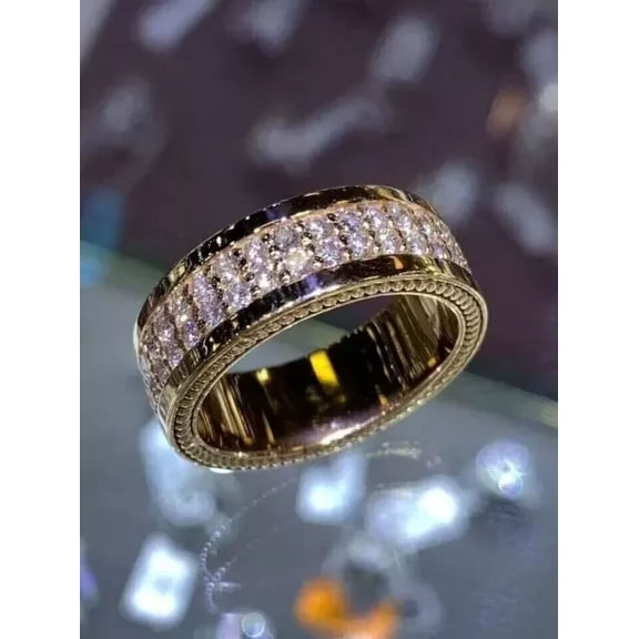 2Ct Round Cut Lab Created Diamond Men's Wedding Band Ring 14K Yellow Gold Plated