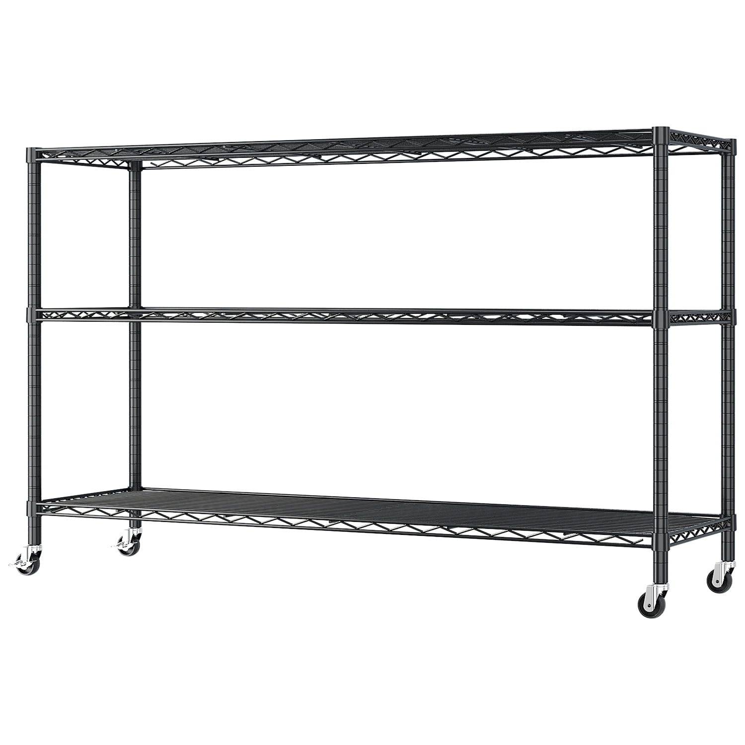 Ktaxon 3-Tier Heavy Duty Wire Shelf Rack with Wheels, 46" W x 18" D x 41" H 2000 LBS Storage Shelving Unit, Adjustable Black