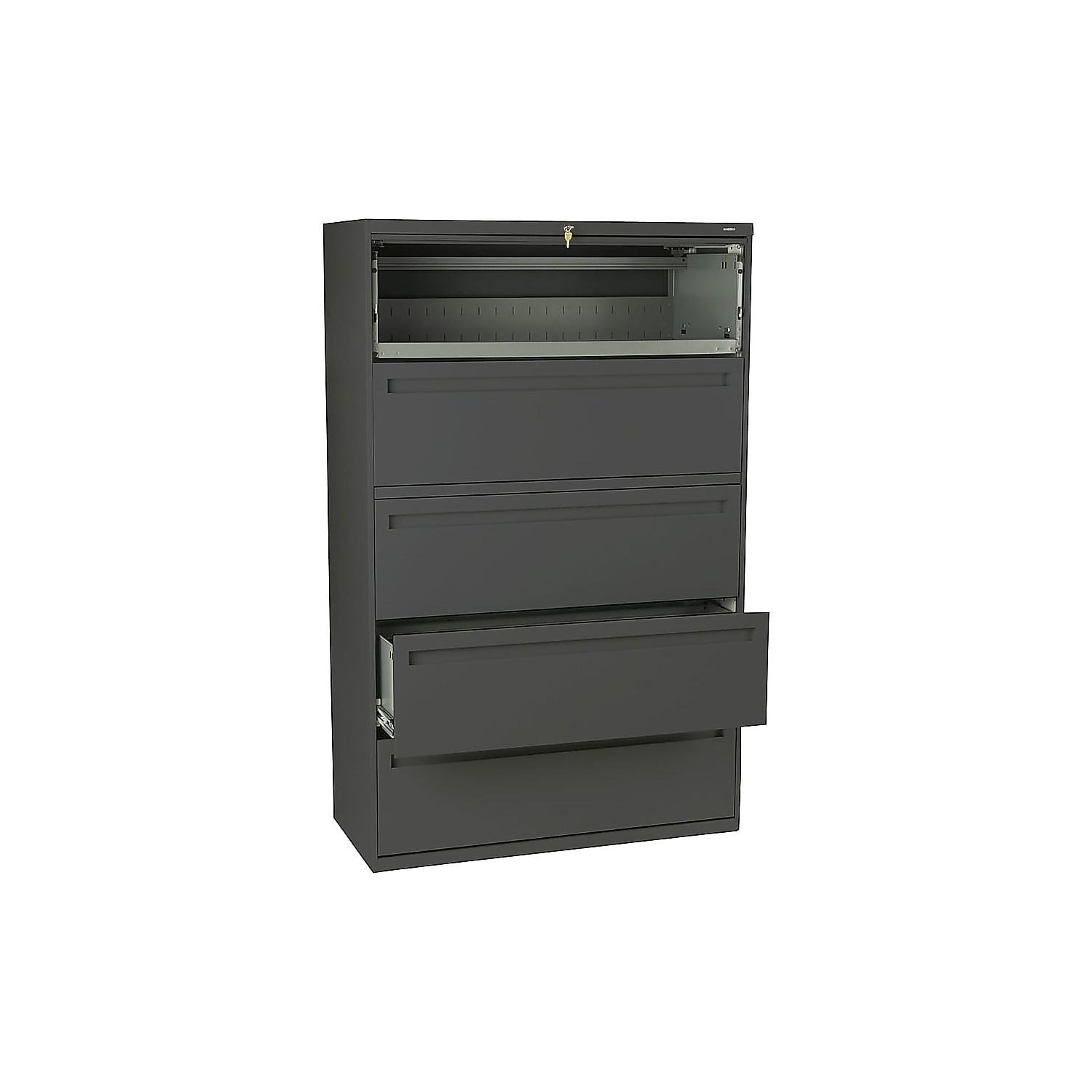 HON 5 Drawers Lateral Lockable Filing Cabinet, Charcoal
