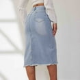 thumbnail image 4 of Lovskoo Women's Asymmetrical High Waist Split Midi Denim Skirt Trendy Y2K Jean Skirt with Pocket Blue, 4 of 8