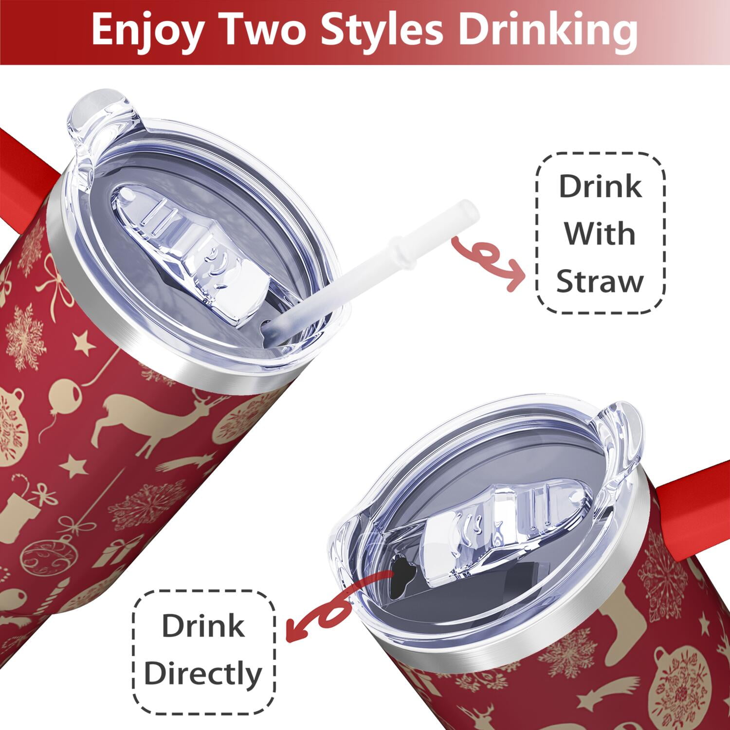 1pc 40 oz Christmas Tumbler with Lid and Straw Stainless steel Insulated tumblers Cute water bottle Travel/Gym coffee tumbler Gifts for Women/men