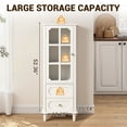 thumbnail image 4 of Small Pantry Cabinet with Glass Door and Drawers, SESSLIFE Small Kitchen Storage Cabinet with Adjustable Shelves, Farmhouse Coffee Bar Cabinet for Small Spaces, White, 4 of 11