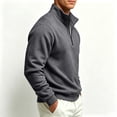 thumbnail image 5 of FENGYOU Mens Casual Quarter Zip Sweatshirt Fleece Lined Thick Pullover Stand Collar Long Sleeve Regular Fit Solid Top Dark Gray XL, 5 of 6