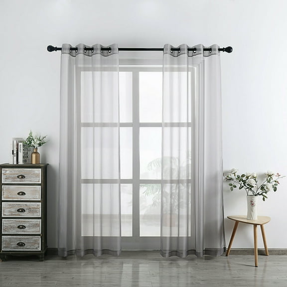 2 Pack Basic Home Grommet Top Sheer Voile Window Curtains - Assorted Colors & Sizes